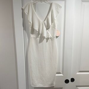 Elegant White Ruffle Mini Dress